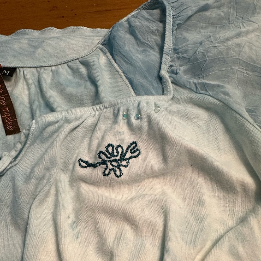 Embellished Pastel Fairy Coquette Top by Language LA Romantic Empire Waist ~ M - Picture 5 of 13